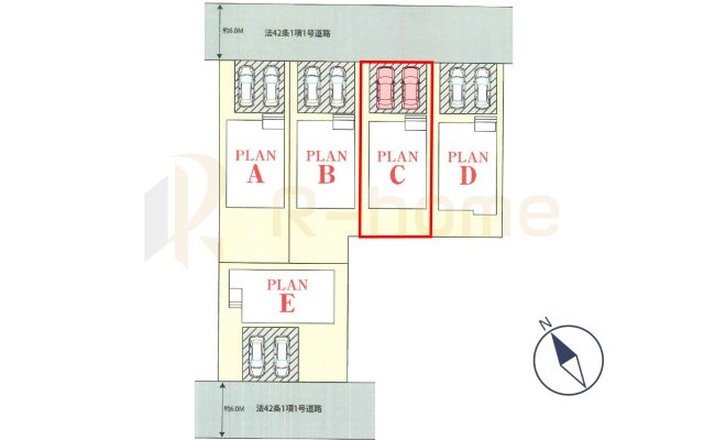 守谷市薬師台2丁目　新築戸建て　C号棟の区画図|大きなお買い物だからこそ、メリット・デメリットを伝えさせて頂きます。
R-homeにお任せください♪