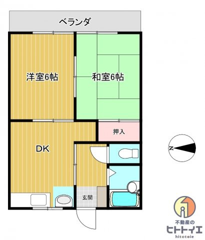 サンハイツヨコオ2の間取り|2DKです