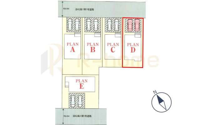 守谷市薬師台2丁目　新築戸建て　D号棟の区画図|大きなお買い物だからこそ、メリット・デメリットを伝えさせて頂きます。
R-homeにお任せください♪