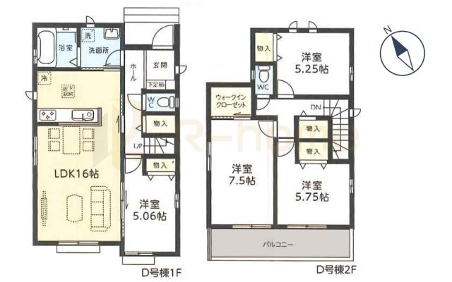 守谷市薬師台2丁目　新築戸建て　D号棟の間取り|4LDK＋WIC、土地面積138.42m2、建物面積97.09m2