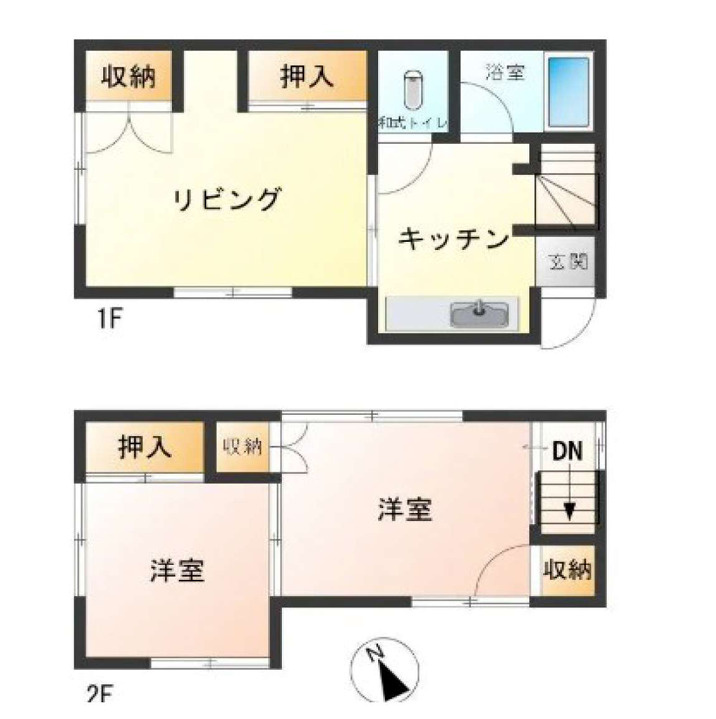 中古／千葉県流山市西平井の間取り|2階建て2DK