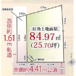 目黒区目黒本町　建築条件なし売地の土地図