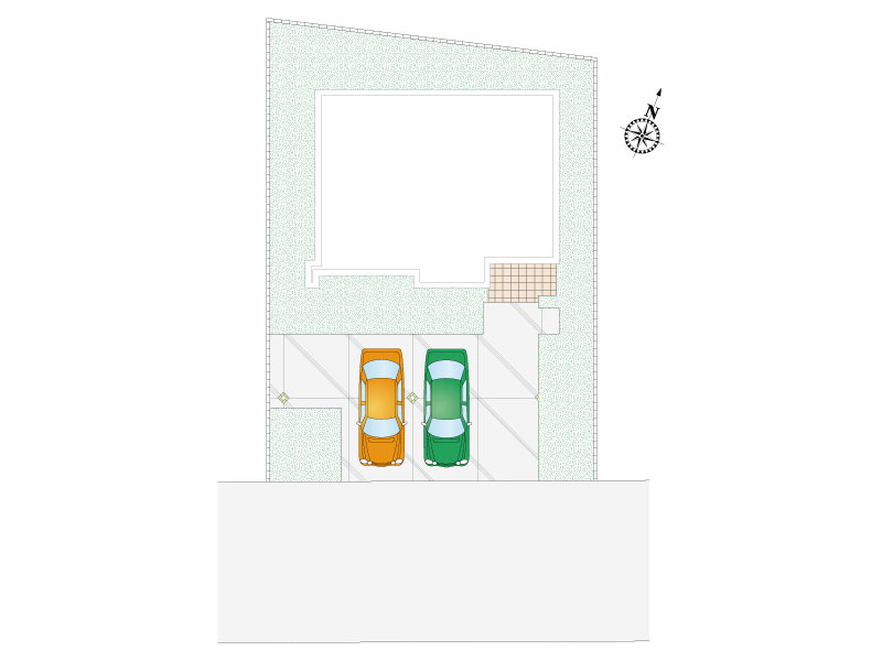 【東松山市大字石橋庚塚7期3号棟 区画図】カースペース2台分ございます。