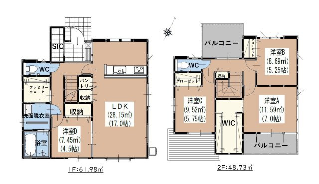春日市須玖南1丁目第1-1棟（1号棟）の間取り|全居室収納付きで便利です。