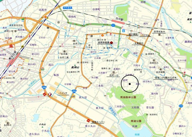 建築条件なし売地　白河市栄町　白河第一小・中央中の地図|現地案内図