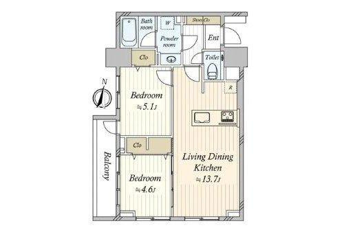 渋谷区恵比寿１丁目の中古マンションの間取り