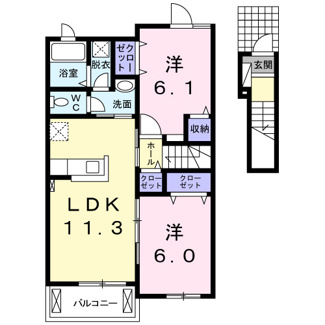 【間取り】 | アンドーレ中道Ｂ