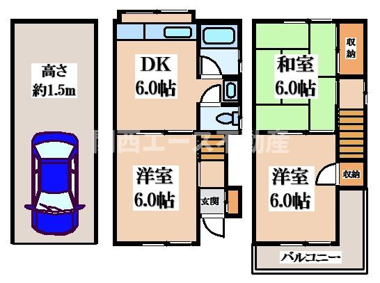 【間取り】 | 六万寺町１丁目貸家