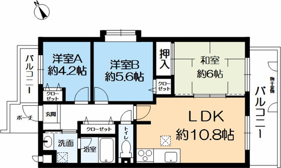 セレーヌコート中山手の間取り