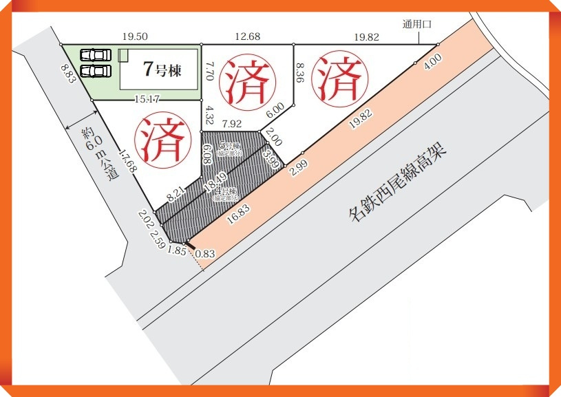 グラファーレ　安城市姫小川町７棟の区画図|ゆとりある区画設計で、家族全員の暮らしにフィットします。暮らしやすさを重視した区画です。