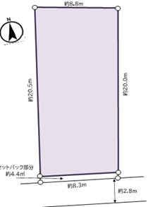 目黒区自由が丘　建築条件なし売地の土地図