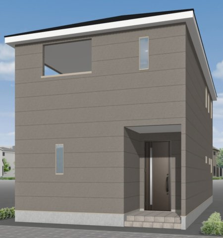 土浦市桜ケ丘町第5　新築戸建　1号棟の外観パース|シンプルかつ洗練された外観デザイン。実際の雰囲気は現地や同仕様住宅で確認可能です。
