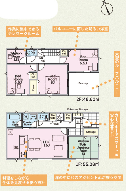 土浦市桜ケ丘町第5　新築戸建　1号棟の間取り|対面キッチンからリビング全体を見渡せる設計。お子様を見守りながら安心して家事ができます。