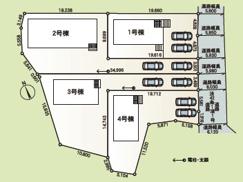 土浦市桜ケ丘町第5　新築戸建　3号棟の区画図|4区画分譲の一画。整形地で建物配置も無理なく、駐車もスムーズです。