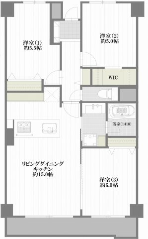 パールメゾン馬込の間取り|3LDK 専有面積71.42m2 バルコニー面積8.79m2
