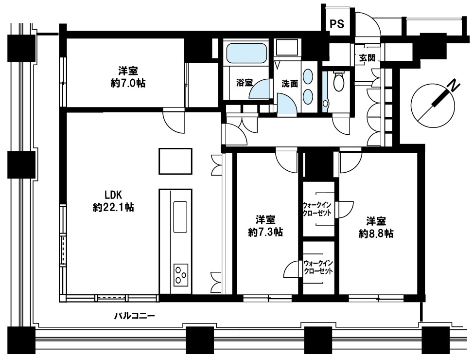 南西・南東の角部屋・21階部分