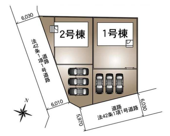 常総市本石下第13　新築戸建　2号棟の区画図|広々敷地で自由な暮らし。駐車も快適に、日常がワンランク上に。