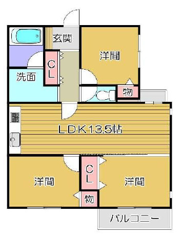 西宮市久出ケ谷町の賃貸マンションの間取り