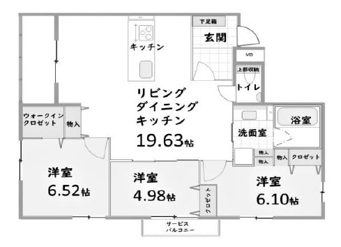 芦屋市打出小槌町の賃貸マンションの間取り