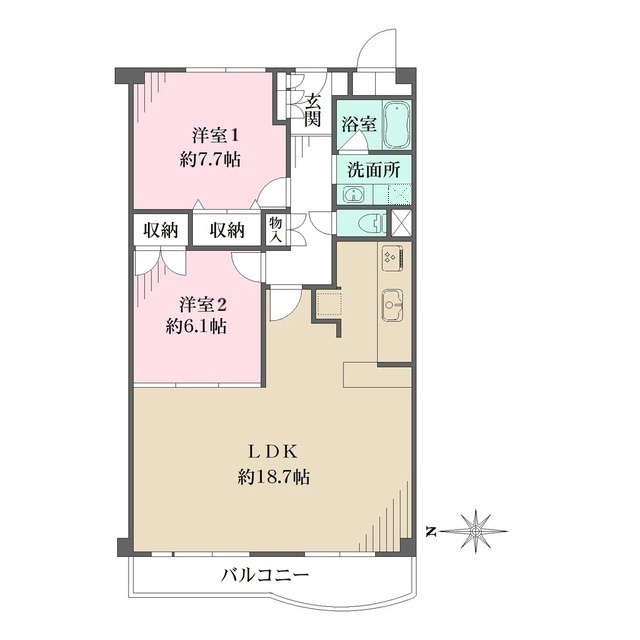 芦屋市朝日ケ丘町の賃貸マンションの間取り
