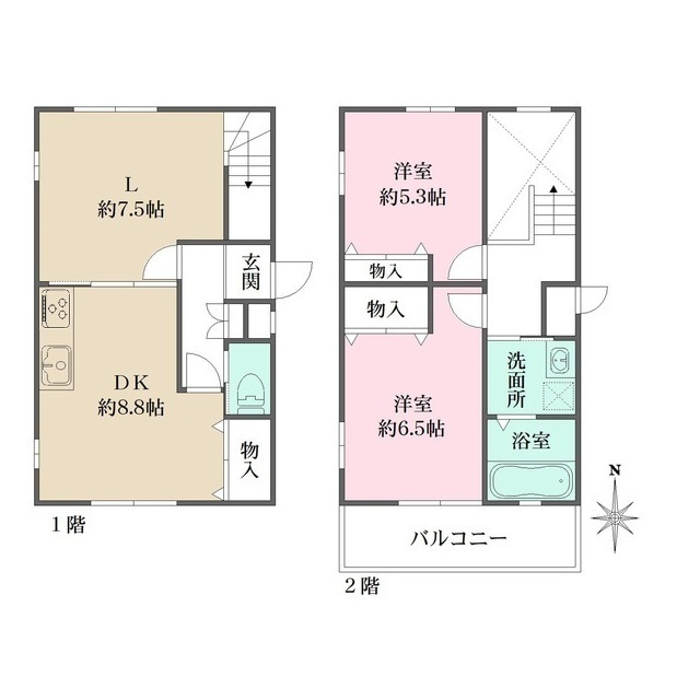 芦屋市船戸町の賃貸マンションの間取り