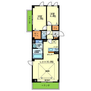 芦屋市翠ケ丘町の賃貸マンションの間取り