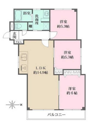 芦屋市東芦屋町の賃貸マンションの間取り