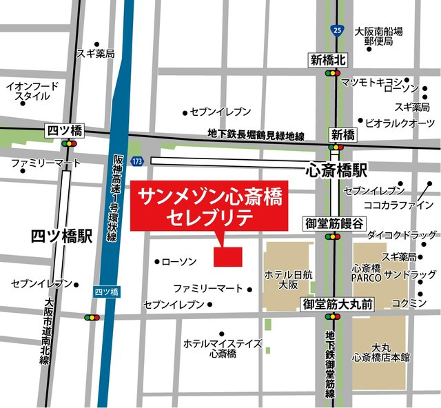サンメゾン心斎橋セレブリテの地図