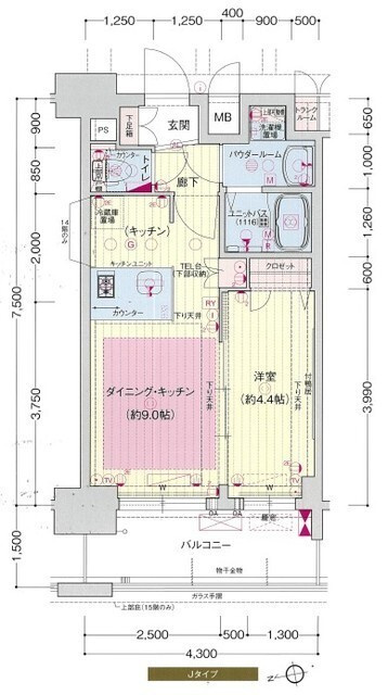 プレサンス大阪城公園ネクサスの間取り