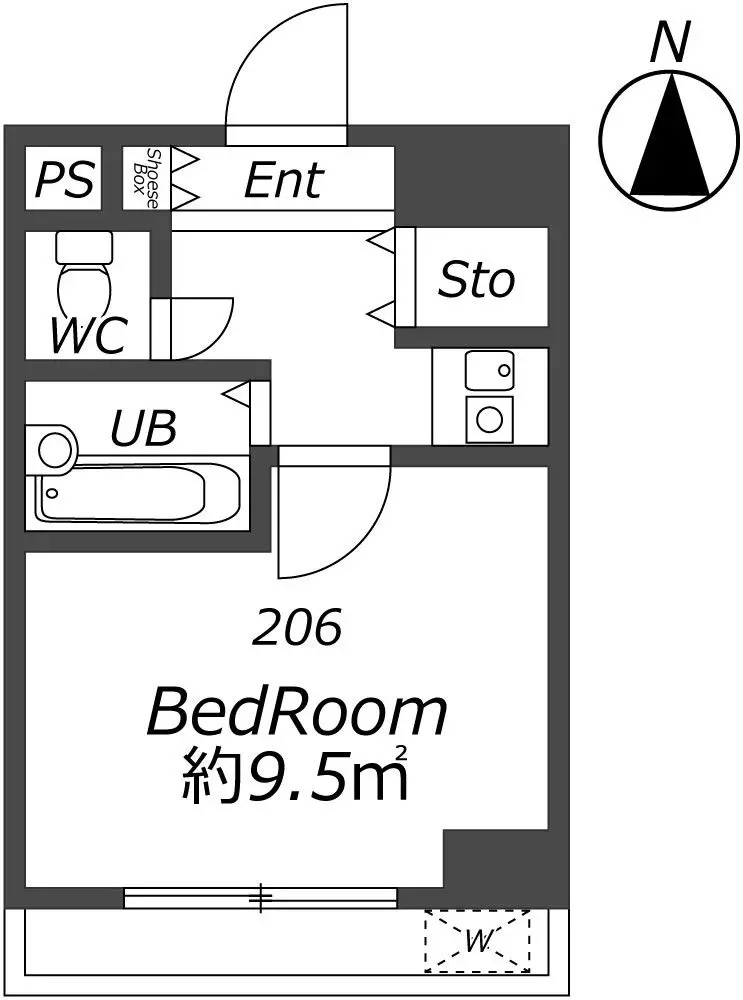 AP372 サンライズ壱番館 206の間取り|




