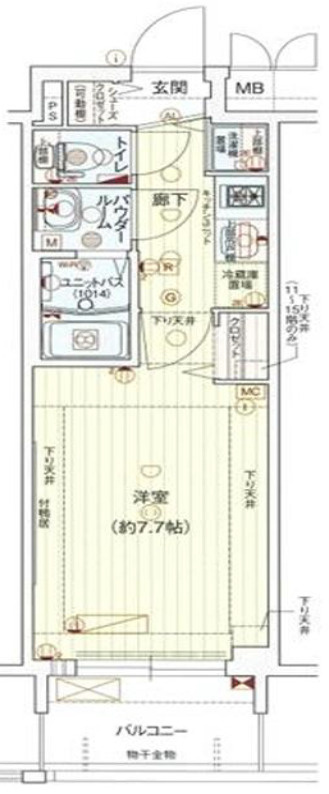 大阪市中央区谷町７丁目の賃貸マンションの間取り
