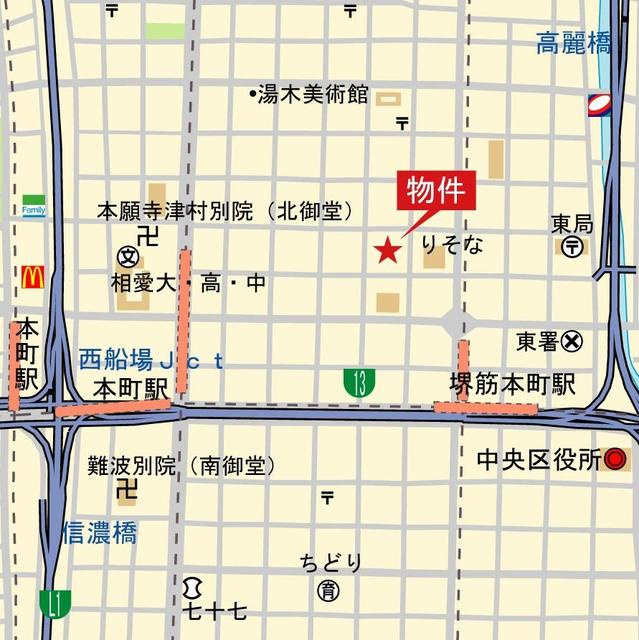 シティタワー大阪本町の地図