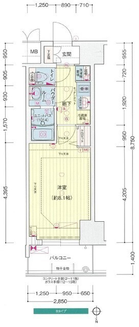 プレサンス谷町九丁目駅前の間取り