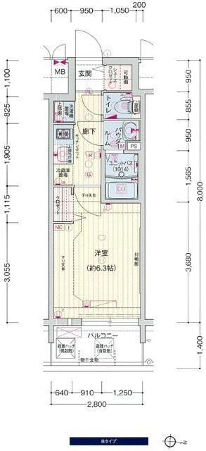 プレサンス上町台筆ヶ崎　ＮＯＲＴＨの間取り