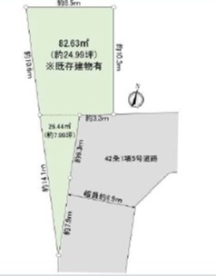 新宿区南元町　建築条件なし売地の土地図