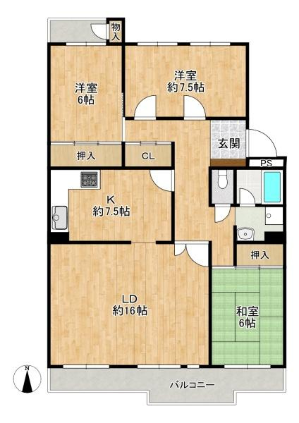 グリーンヒル光善寺住宅　第５棟　中古 マンションの間取り