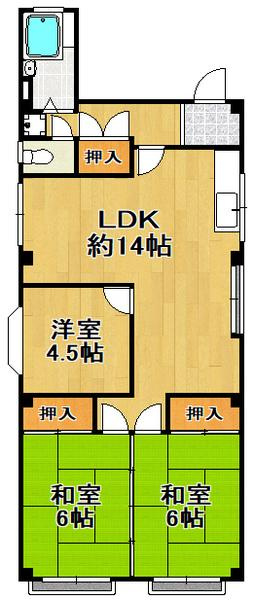シャトーナカタの間取り|★3ＬＤＫ★