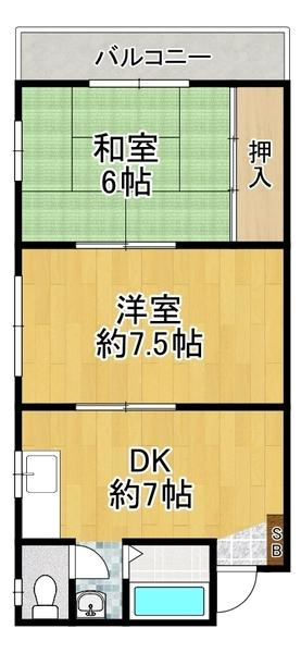ハナキマンションの間取り|★お部屋が広い２DKタイプ★