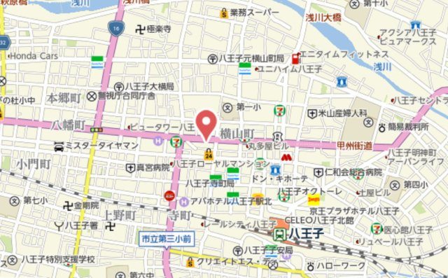 『八王子市マンション』グエルスクエア八王子【仲介手数料無料】　八王子市横山町10-17の地図|～仲介手数料無料☆八王子ひなた不動産～グエルスクエア八王子