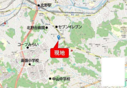 『八王子市土地』八王子市絹ヶ丘2-55-8【仲介手数料無料】の地図|～仲介手数料無料☆八王子ひなた不動産～八王子市絹ヶ丘　売地