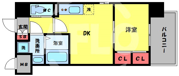 プライマル南森町の間取り|ビガーポリス415松ヶ枝町III　開放感ある間取り