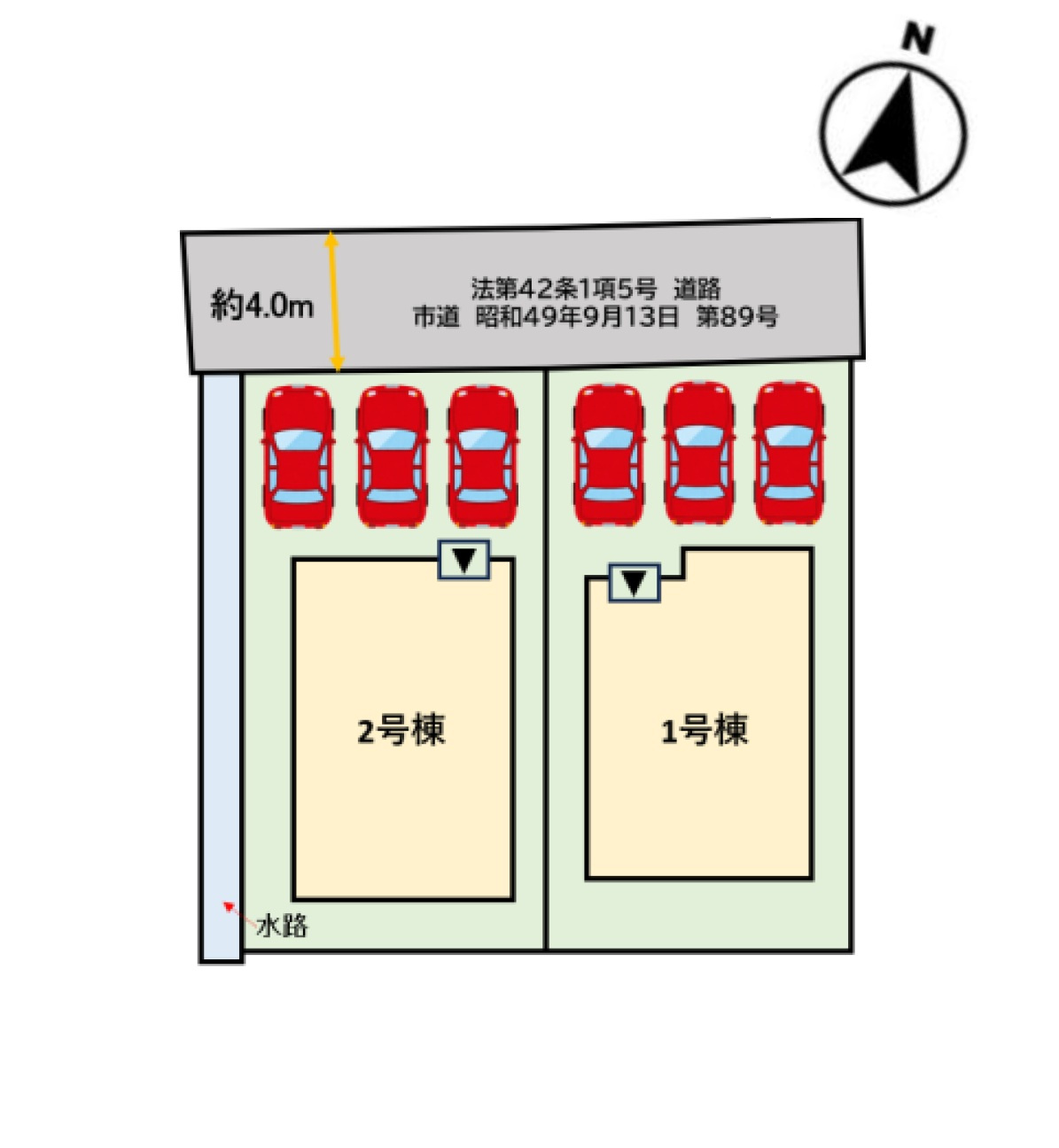 小郡市小郡字中尾第4-2棟（2号棟）の区画図|配置図（2号棟）