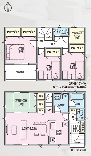 石渡　新築建売2号棟の間取り