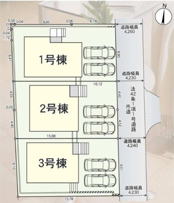 【区画図】 | 大平２丁目　第１全３棟２号棟