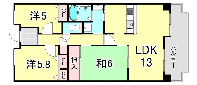 白鷹香枦園マンションの間取り