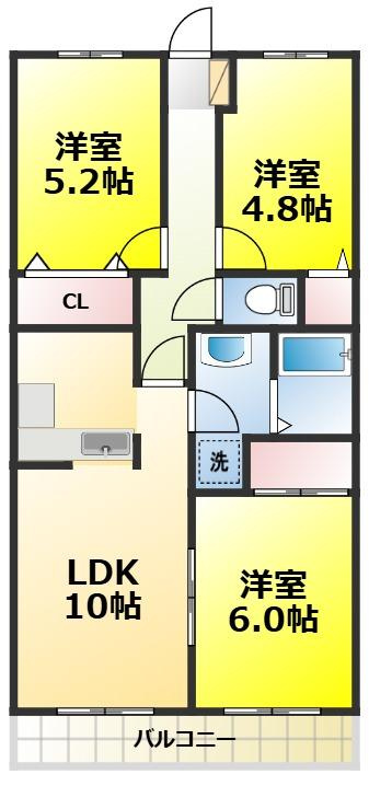 サニープレスキャッスルB棟の間取り