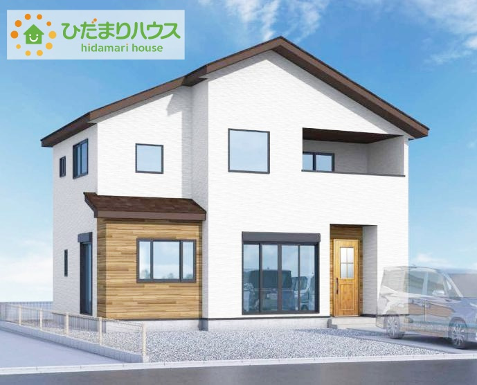ひたちなか市東石川1期　新築戸建の外観パース|外観がインパクトのあるオシャレなデザイナーズハウス♪