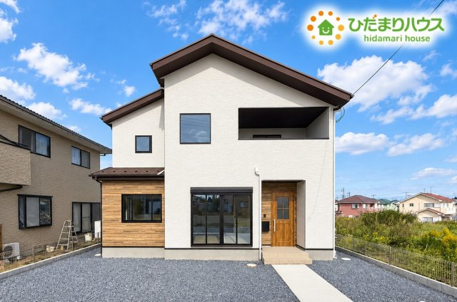 ひたちなか市東石川1期　新築戸建の外観パース|外観がインパクトのあるオシャレなデザイナーズハウス♪