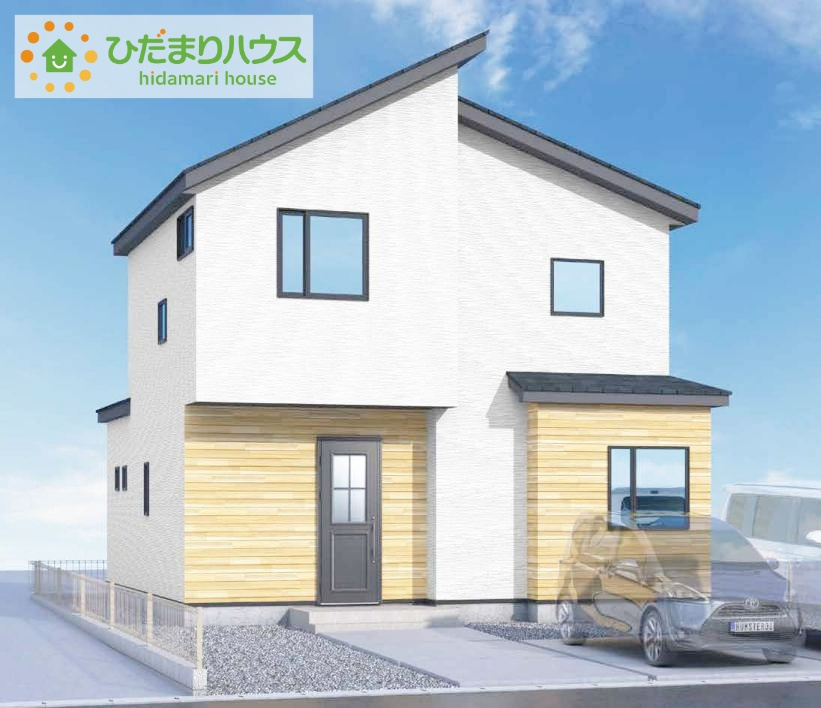 ひたちなか市馬渡1期　新築戸建の外観パース|たっぷりの陽光と心地よい風が舞い込む住まい♪