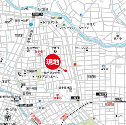 【中古】前橋市日吉町2丁目　７LDKKの地図